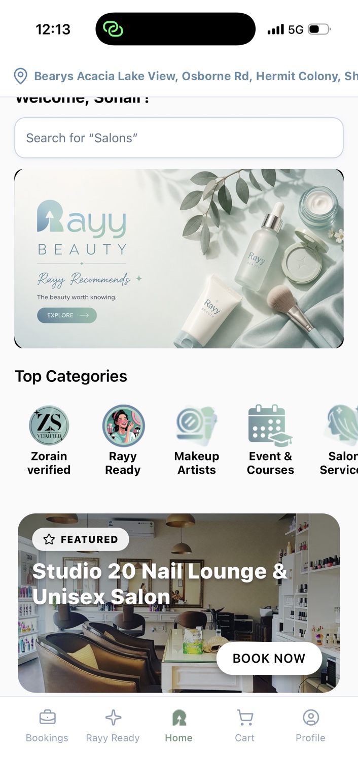 Rayy app home screen