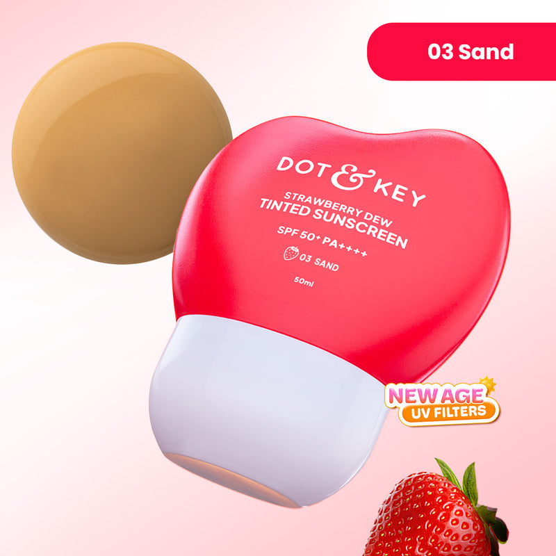 Strawberry Dew Tinted Sunscreen SPF 50+ PA++++ With New-Age UV Filters — 50 ml — Sand - 03 Light Medium with Warm Undertone