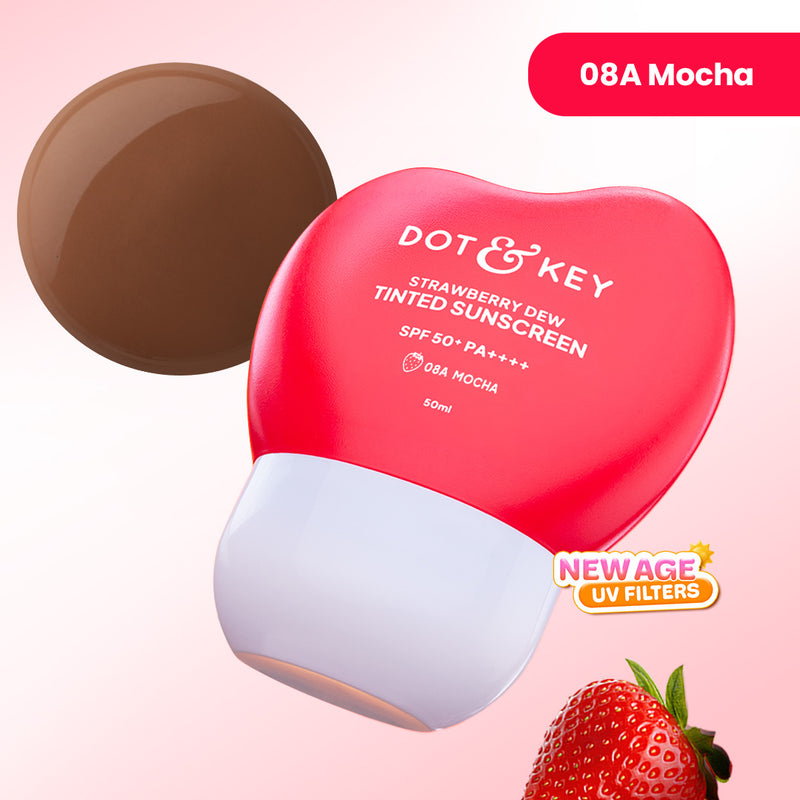 Strawberry Dew Tinted Sunscreen SPF 50+ PA++++ With New-Age UV Filters — 50 ml — Mocha - 08A Rich with Warm Undertone